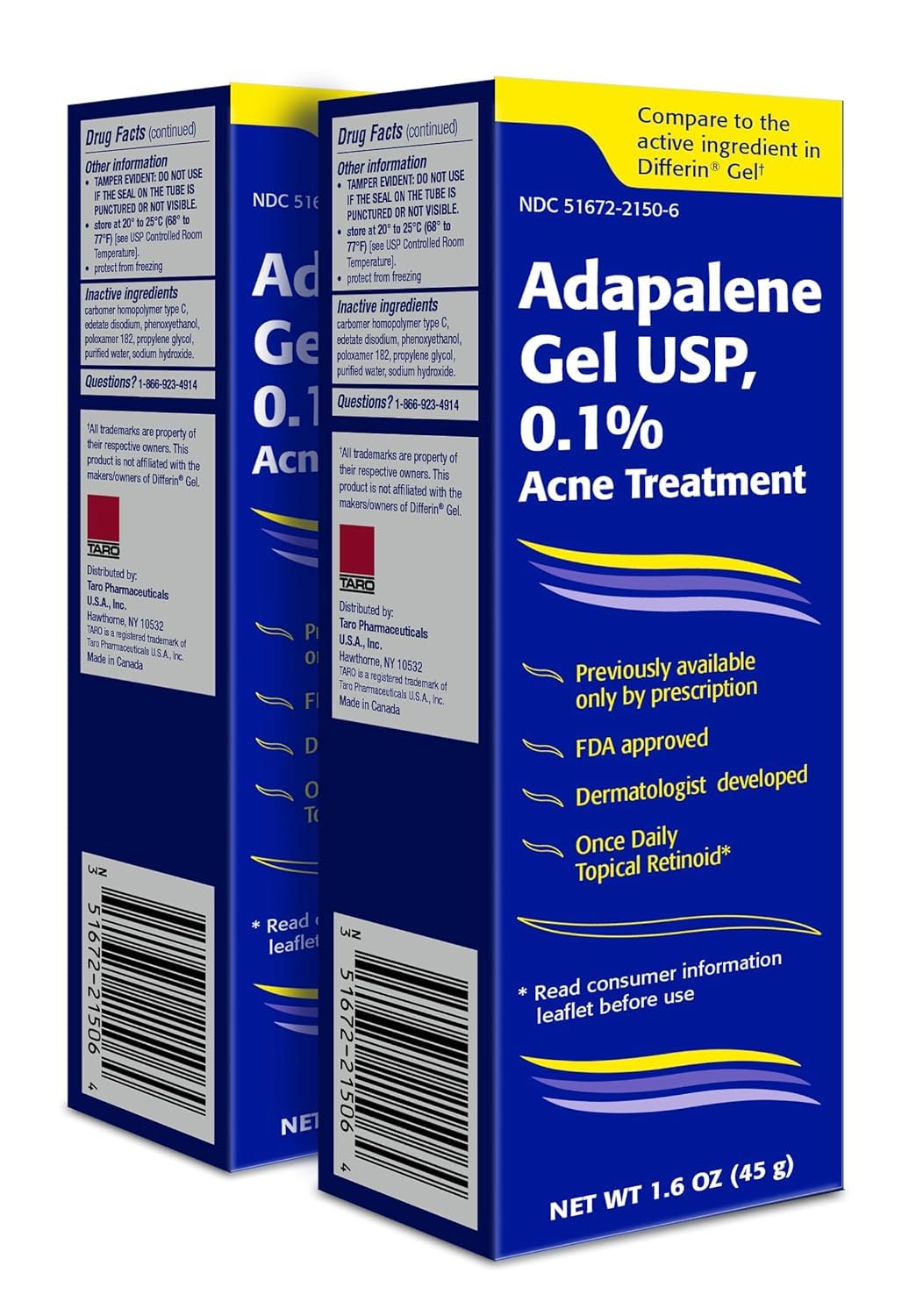 Taro Adapalene 0.1% USP Gel, Paraben Free, Retinoid Acne-Prone Facial Treatment for Sensitive Skin, Prescription Strenght (3.2)