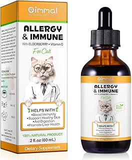 Cat Itch and Immune Drops, Itch Relief Allergy Relief for Cats, Skin Allergy Treatment, Immune Support, Anti Itch Skin& Coat Health Supplement for All Cats, 2 Fl Oz