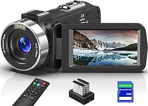 8K Video Camera Camcorder, 64MP IR Night Vision Vlogging Camera, 18X Zoom WiFi Digital Touch Screen Camcorder for YouTube with 32G SD Card, Remote Control, Mic, Charging Cradle, and Two Batteries