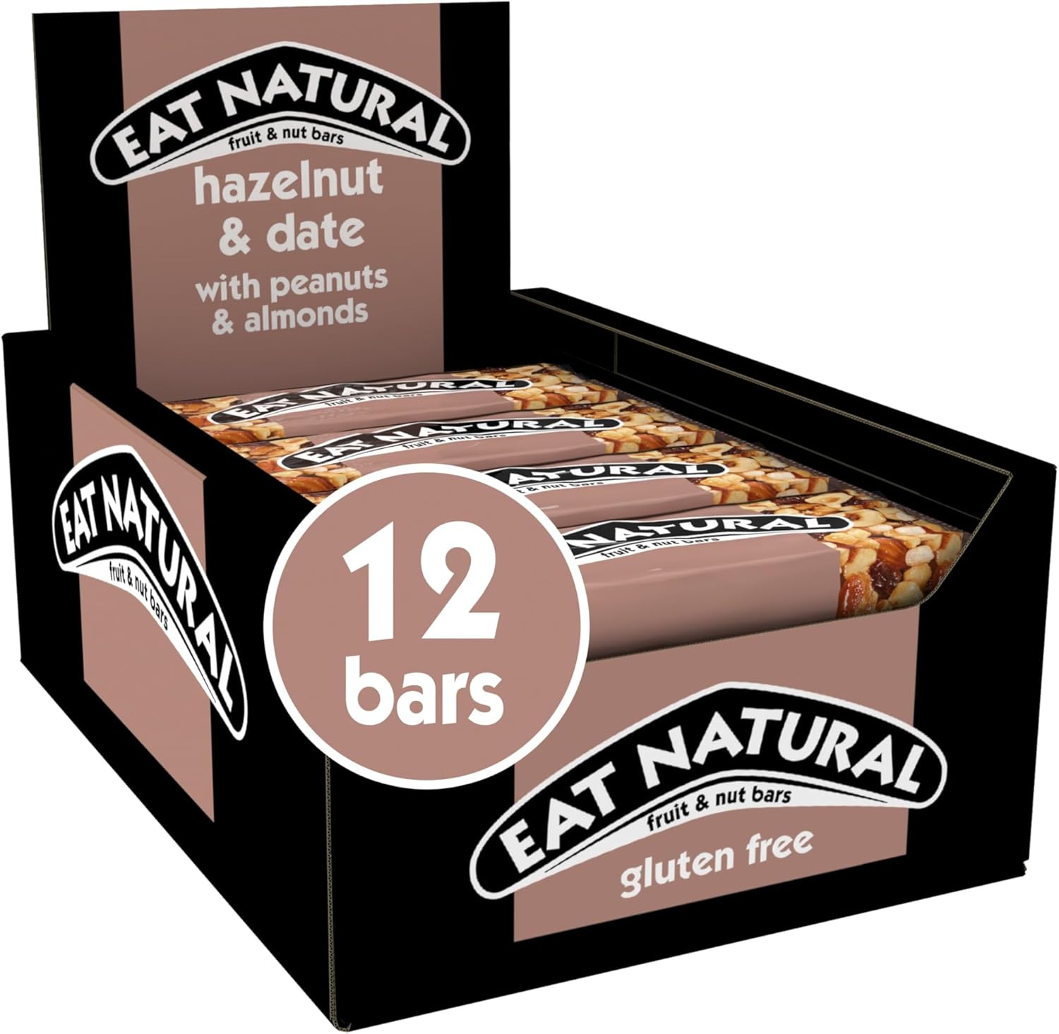 Eat Natural Hazelnut & Date with Peanuts & Almonds Fruit & Nut Bars 12 x 40g
