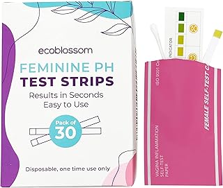 Ecoblossom Vaginal pH Test Strips for Women - Check pH Balance - Monitor Bacterial Vaginosis BV Treatment - Prevent Yeast Infection UTI - Fast Accurate Results, Individual Sealed Pouch (30 Count)