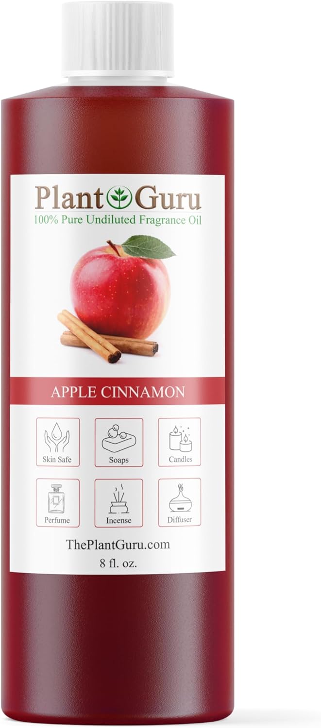 Plant Guru Apple Cinnamon Fragrance Oil 8 fl. oz. - Aromatherapy, Scented Oil for DIY Soap, Candles, Bath Bombs, Reed Diffusers