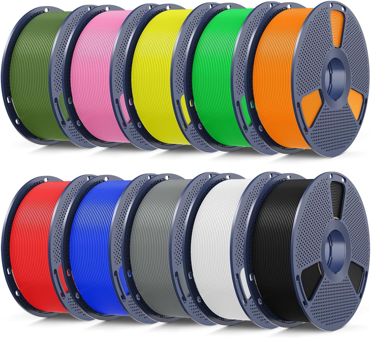 SUNLU 10KG PLA Plus 2.0 High Speed 3D Printer Filament Bundle, Upgraded Filament PLA+ 1.75mm for Rapid Printing 50-600mm/s, ±0.02mm Precision, 1kg/Spool, 10 Colors