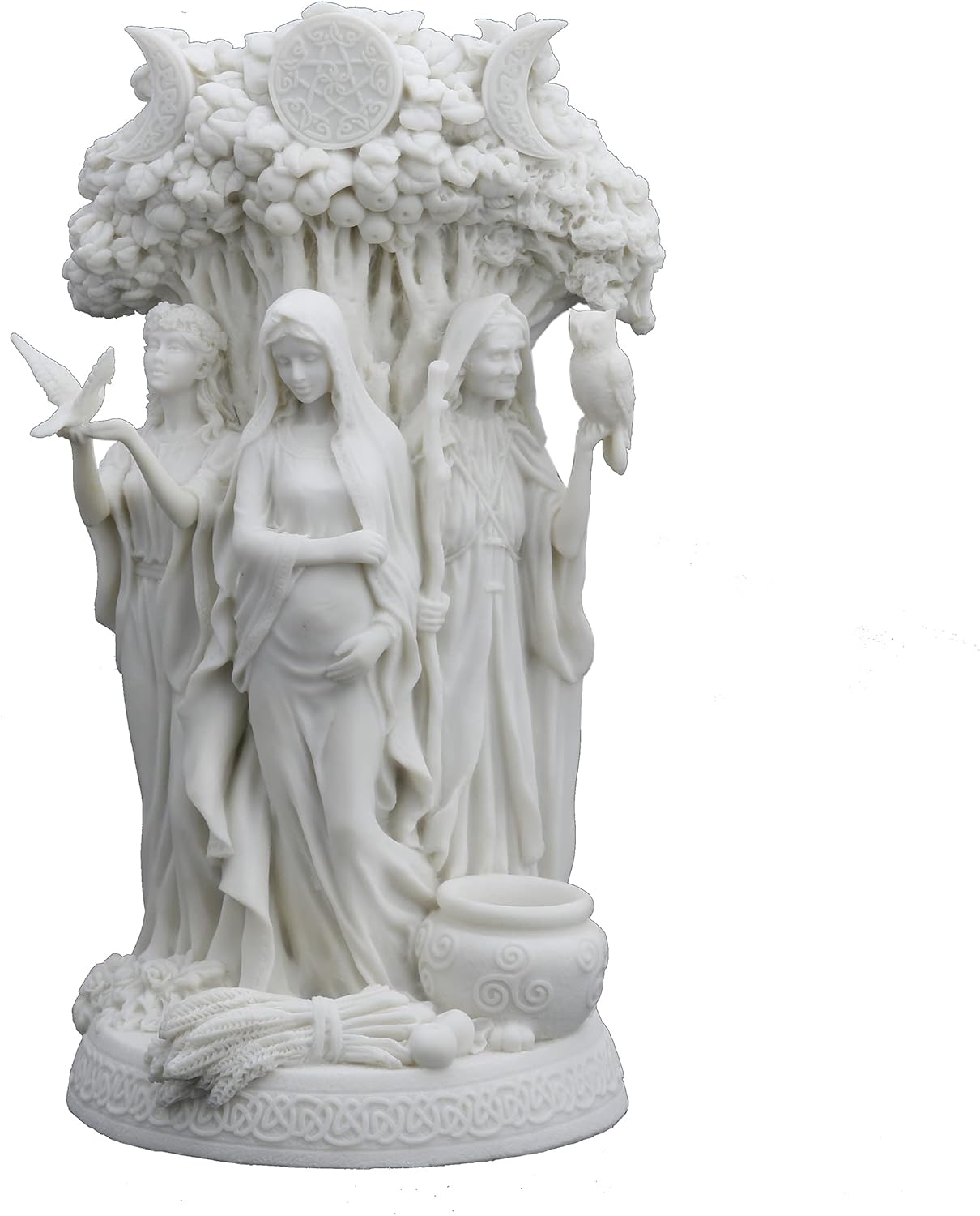 Veronese Design 10.5" Tall Danu Irish Triple Goddess of The Tuatha De Danann Resin Statue White Finish Statue