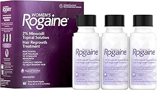 Rogaine Women's 2% Minoxidil Topical Solution for Womens Hair Thinning and Loss & Hair Regrowth, 3-Month Supply, 4 Piece Set, Unscented, 6 Fl Oz