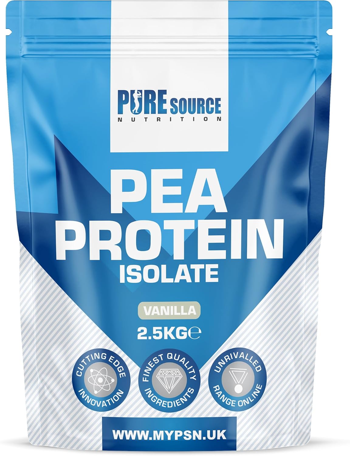 Pure Source Nutrition 100% Vegan Pea Protein Isolate Vanilla Flavoured Vegetarian Protein Powder Shake for Superfood Supergreens Dairy Free Shakes by PSN (2.5kg, Vanilla)