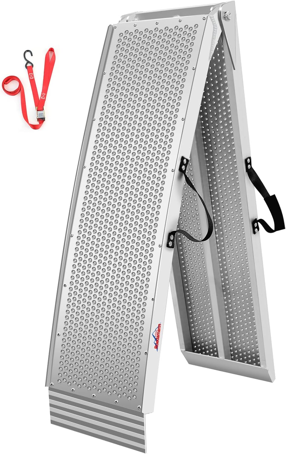 Ruedamann 7.5FT Folding Aluminum Ramp, Portable Ramp, 11" Loading Ramps for Motorcycle, 750 Lbs Capacity for Bike Ramps, ATVs, E-Scooter, Indoor Storage, 1PC