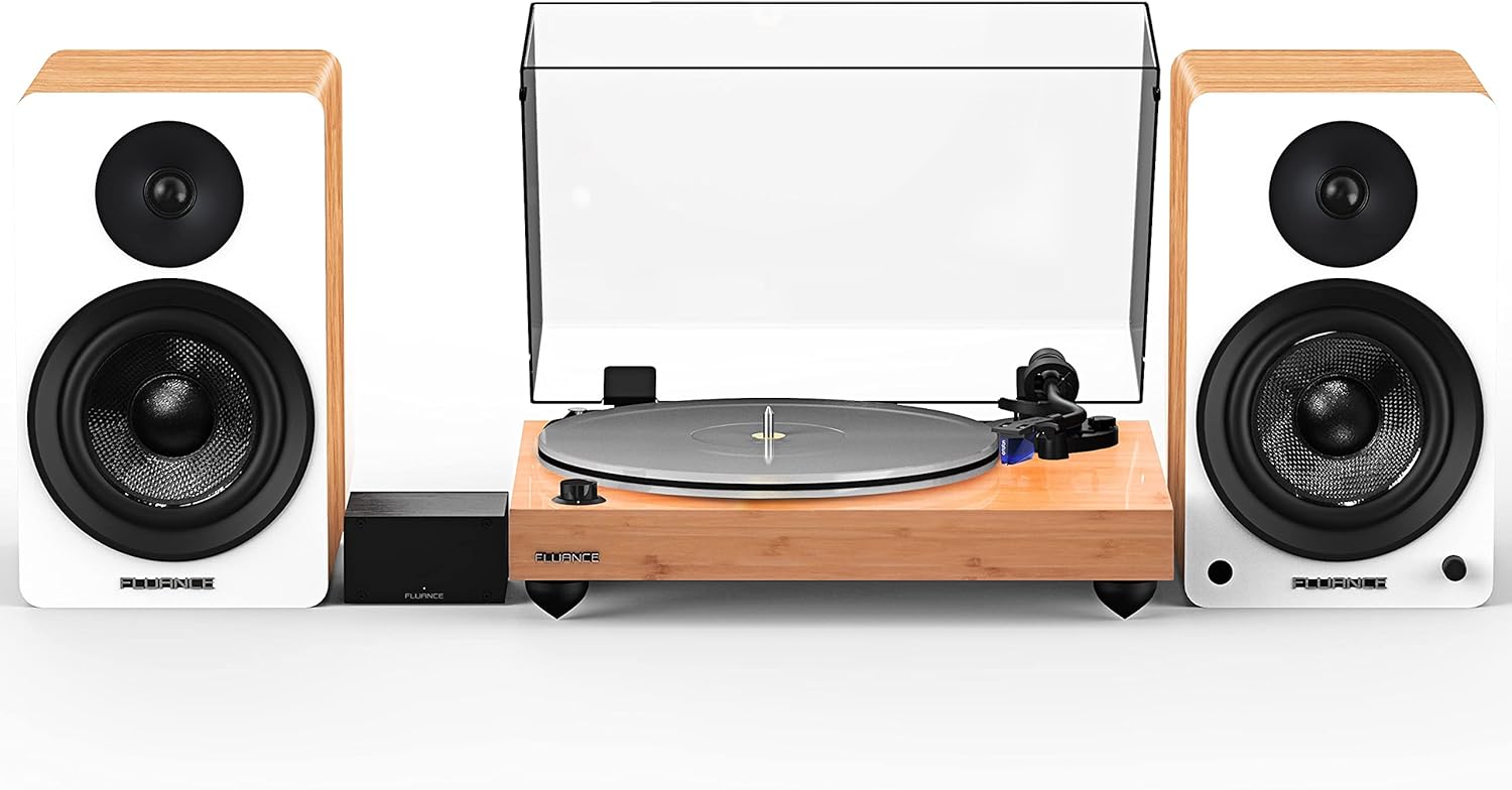 Fluance Reference RT85 High Fidelity Vinyl Turntable with PA10 Phono Preamp and Ai61 Powered 6.5" Bookshelf Speakers, Ortofon 2M Blue Cartridge, 120W Class D Amplifier, Bluetooth (Lucky Bamboo)