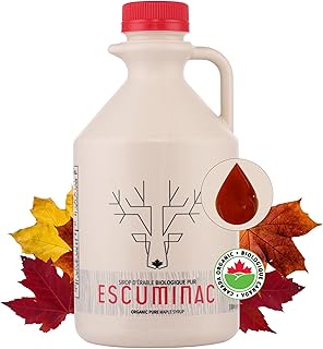 Escuminac Canadian Maple Syrup. 100% Pure & Organic. Late Harvest, Family Size 1L (33.8 fl oz) - Canada Grade A - Dark Robust Taste
