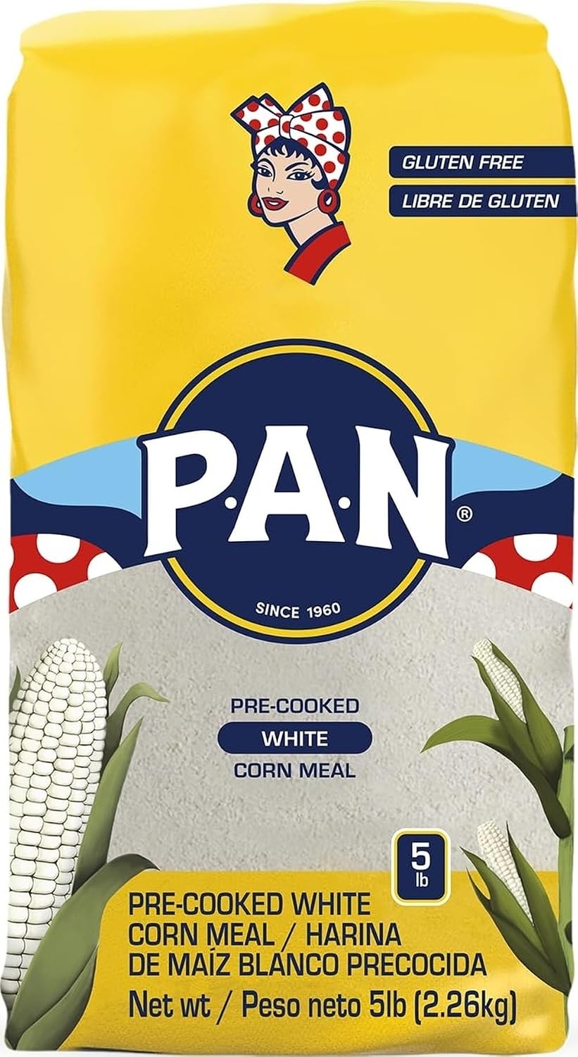P.A.N. White Corn Meal – Pre-cooked Gluten Free and Kosher Flour for Arepas (5 lb/Pack of 1)