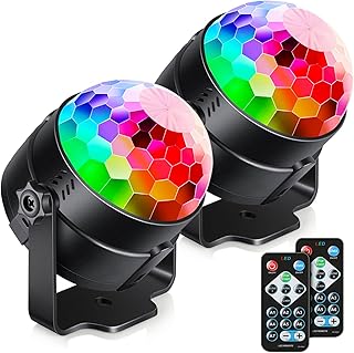 Luditek 2-Pack Sound Activated Party Lights with Remote Control, Disco Ball Light, DJ Strobe Lamp for Home Room Dance Party Supplies White Elephant Gifts Birthday Christmas Halloween Party Decorations