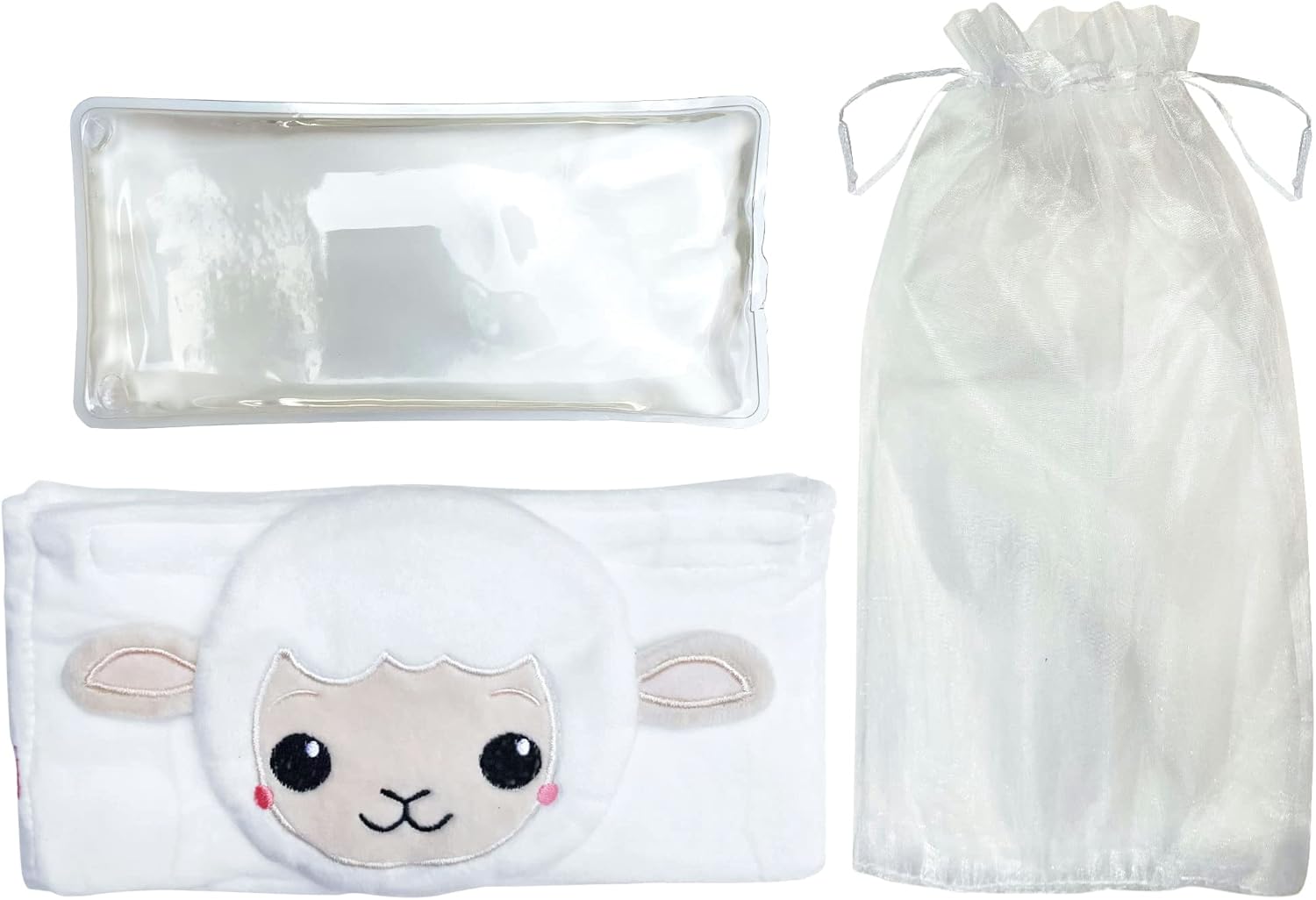 ReignDrop Colic Relief for Newborns – Gas Relief Set with Belly Band, Gel Pack, Storage Bag – Soothing Calming Warm or Cold Compression Baby Belly Belt (Lamb Gel Pack)