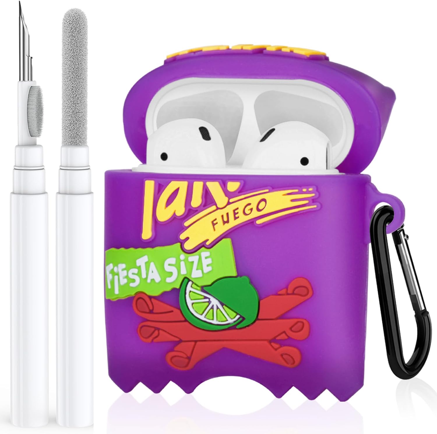 Cute Case for Airpod Case with Cleaner kit,3D Kawaii Cartoon Food Funny Fashion Silicone Protective Cover Accessories with Keychain for Airpod Case 2nd&1st Generation for Women Girls (Takis)