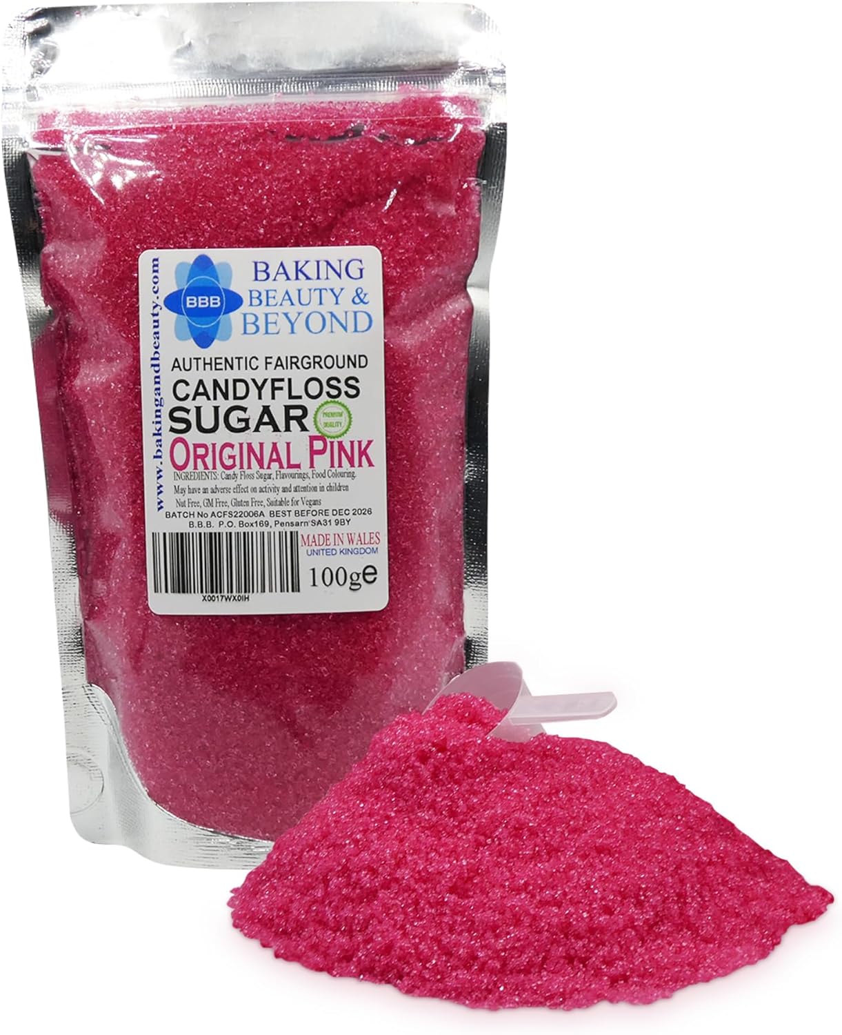 Baking Beauty and Beyond Premium Candy Floss Sugar 100g - Original Pink Flavour
