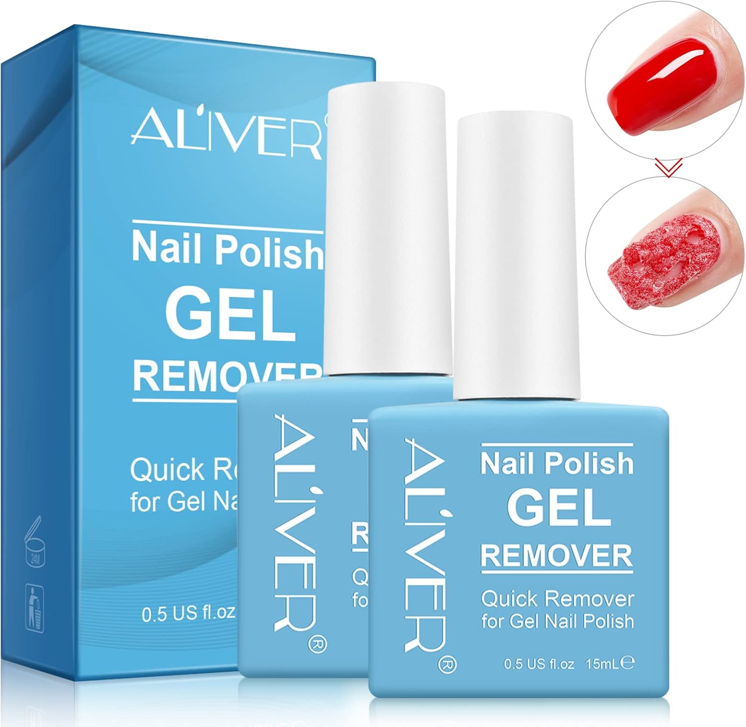 Gel Nail Polish Remover 2 pack, Professional Nail Varnish Remover, Easily & Quickly Remove Soak Off Gel Polish, Doesn't Hurt Nails, for UV Plastic Nails, Acrylic Nails, Natural Nails Blue
