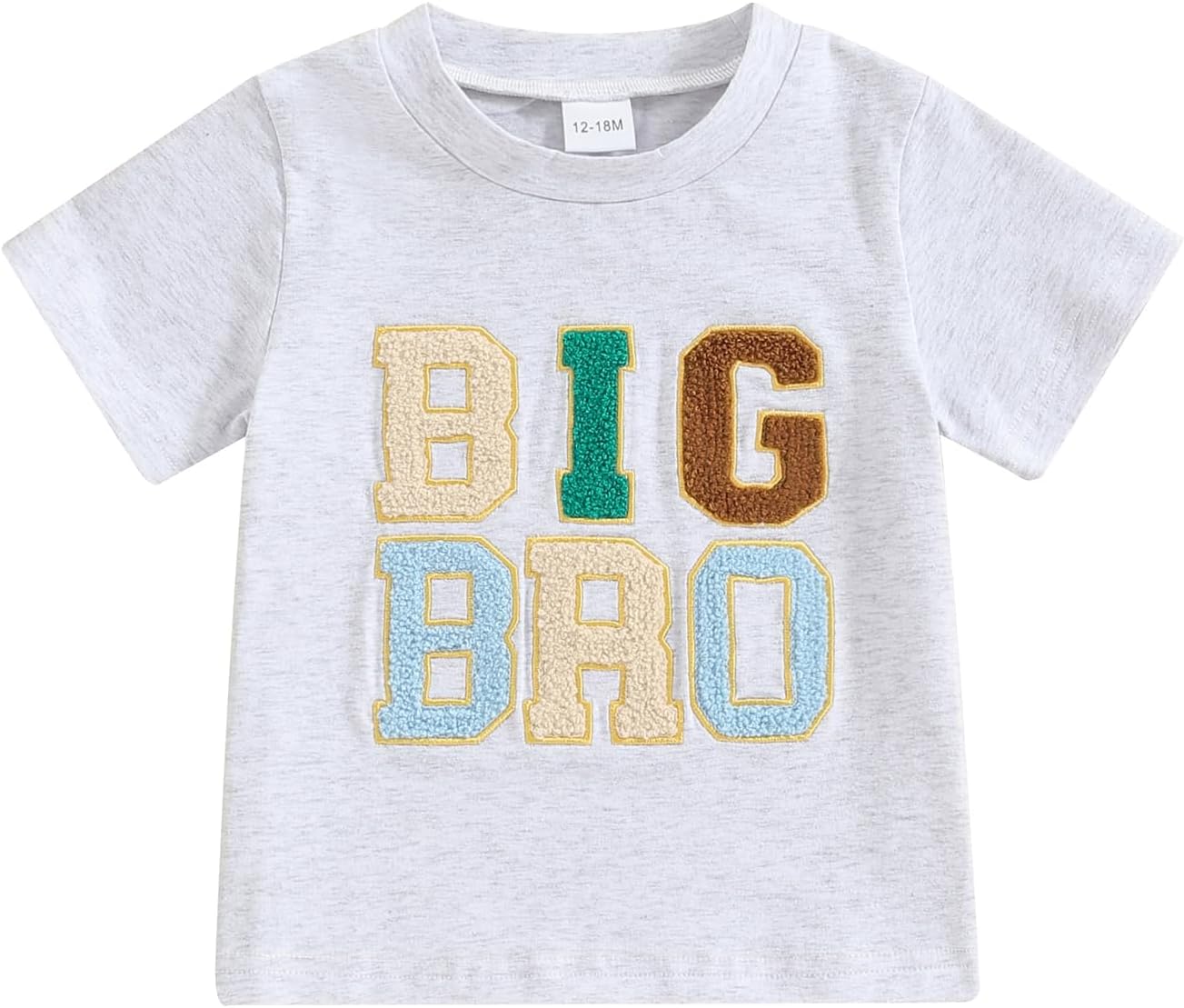 Carolilly Big Brother Little Brother Matching Short Sleeve Letter Embroidery Crewneck T-Shirt or Bodysuit for Summer