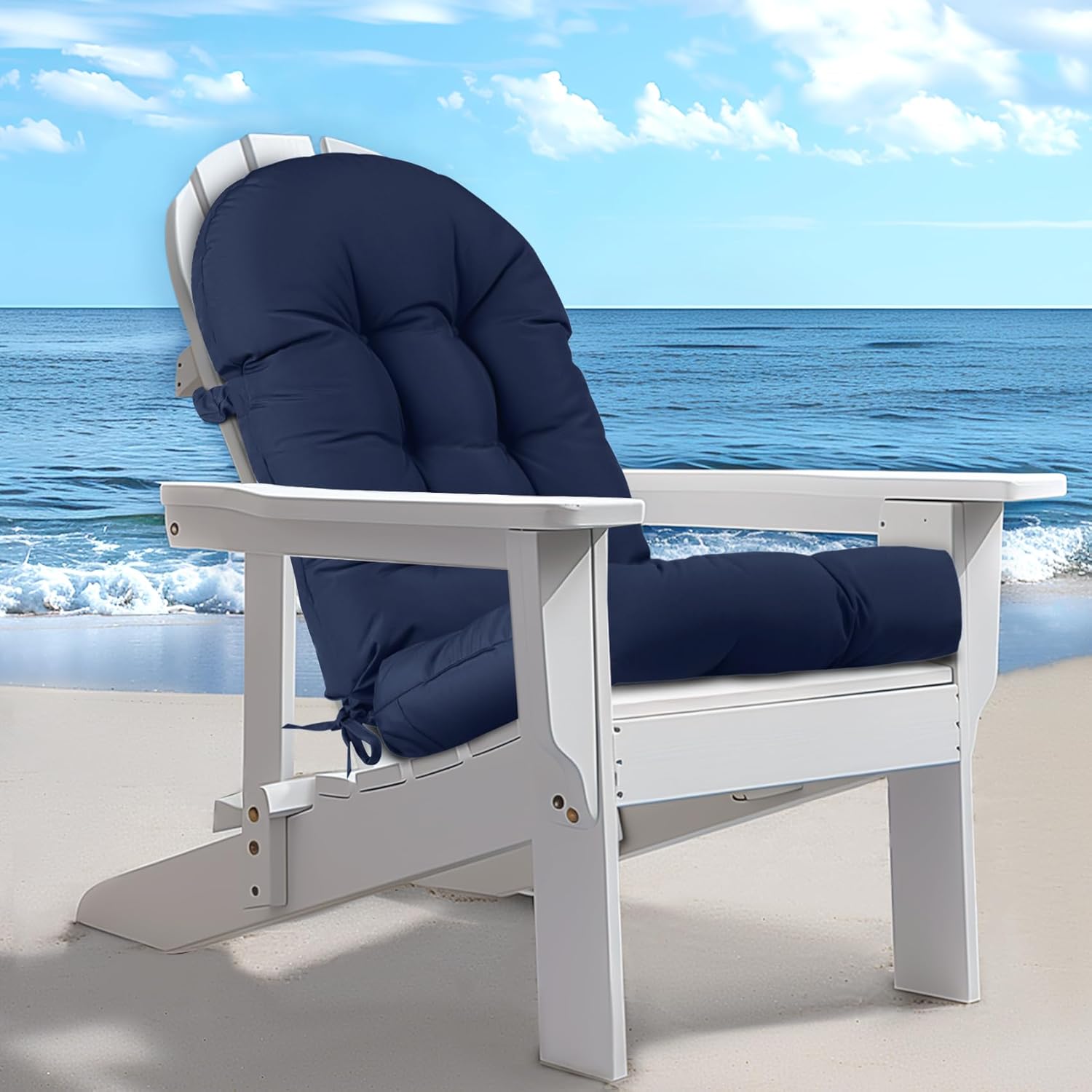 Lokex Adirondack Chair Cushion, Suitable for Indoor and Outdoor use Rocking Chair Cushion, Comes with Lace-up Straps and Anti-Slip Bottom, 44x19x4 Inches Waterproof High Back Rocking Chair Cushion