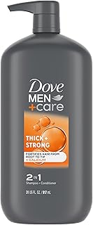 DOVE MEN + CARE 2-in-1 Shampoo + Conditioner Thick + Strong for Fortifying Hair from Root to Tip, with Calcium, 31 oz