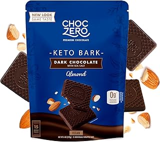 ChocZero Dark Chocolate with Almonds Sea Salt Keto Bark, 6 Ounce (Pack of 1)