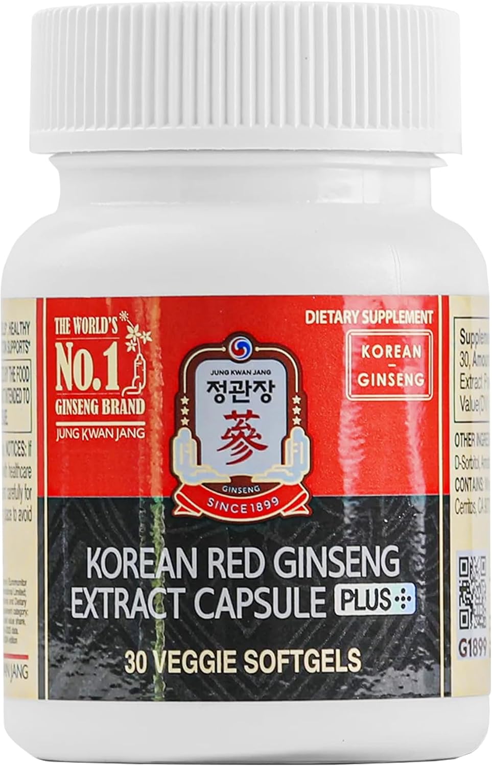 JUNG KWAN JANG Korean Red Ginseng Extract Capsule Plus -30 Veggie Softgels