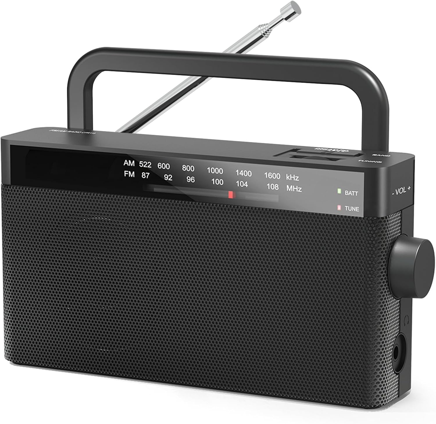 Goodes Portable AM/FM Radio with Best Reception - Battery Operated & USB Powered Transistor Radio - Loud Speaker, Large Knob & Headphone Jack - Perfect for Elderly, Home, Emergency, Gifts