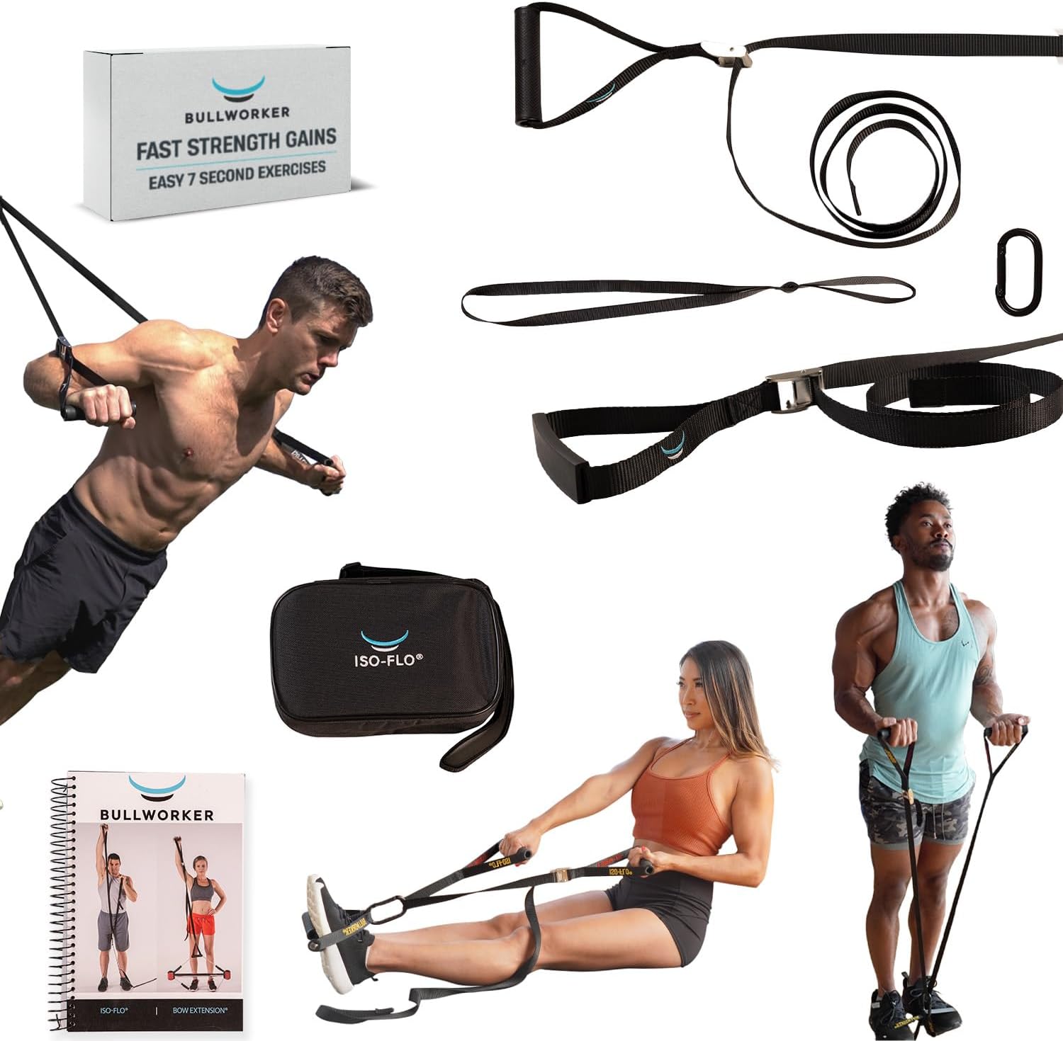 ISO-FLO Isometric Exercise Equipment - Suspension Trainer Straps & Resistance Bands for Calisthenics, Pilates and Strength Training, Portable Home Gym Back, Core, Leg, Arm Workout Equipment