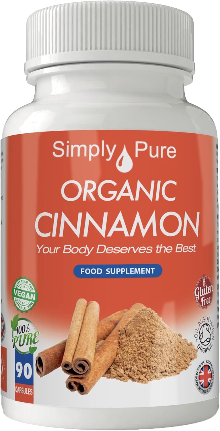 Organic Ceylon Cinnamon for Heart Health | 500mg Capsules x 90 |100% Pure Soil Association Certified | Gluten Free | GM Free | Vegan