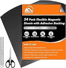 24 Packs Magnetic Sheets with Adhesive Backing 8x10 Inch Adhesive Magnetic Sheets for Dies Storage, Crafts - Flexible Magnetic Contact Paper Peel and Stick, Magnets Tape Strips with Adhesive Backing