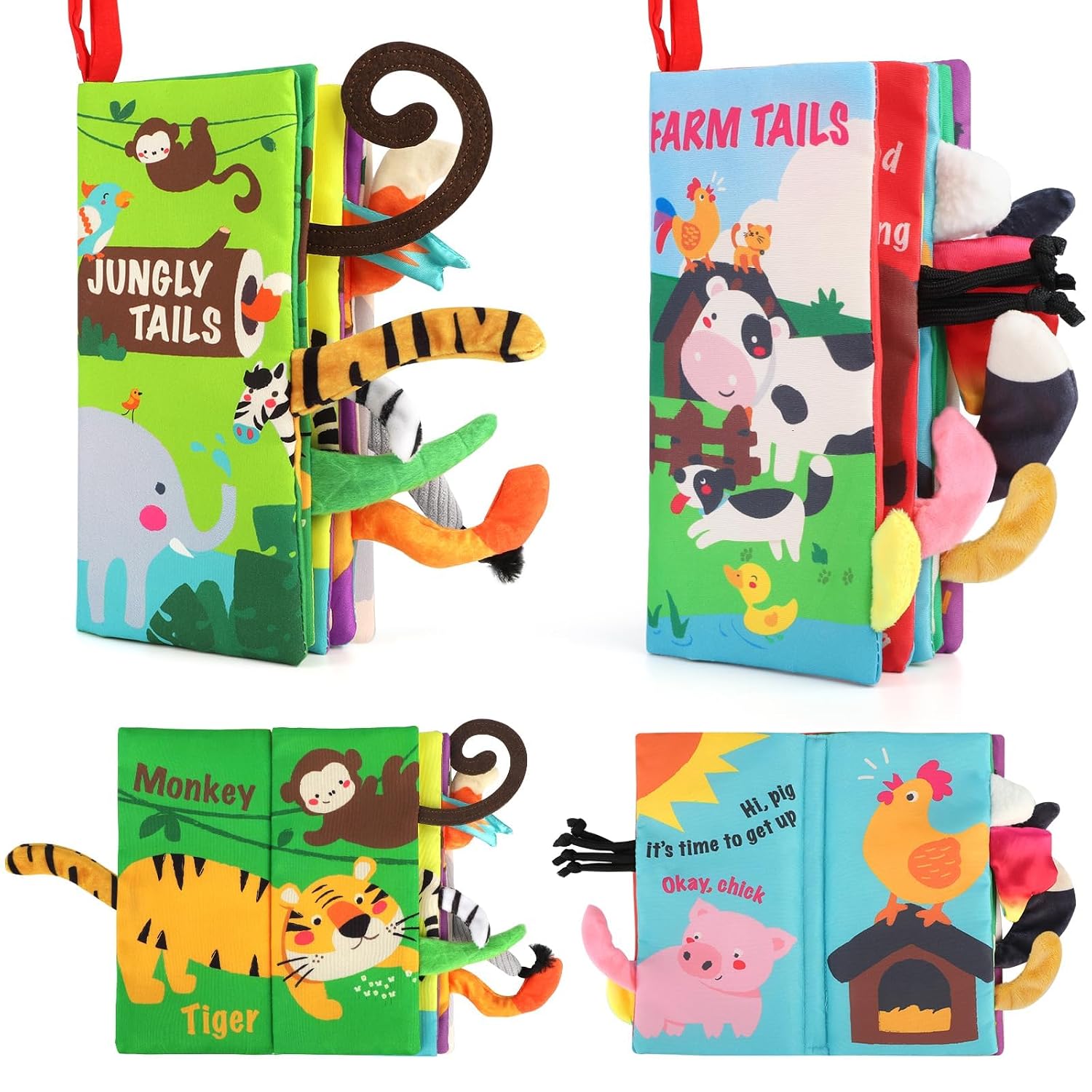 beiens Baby Book Toys, 2PCS Touch and Feel Soft Sensory Crinkle Books