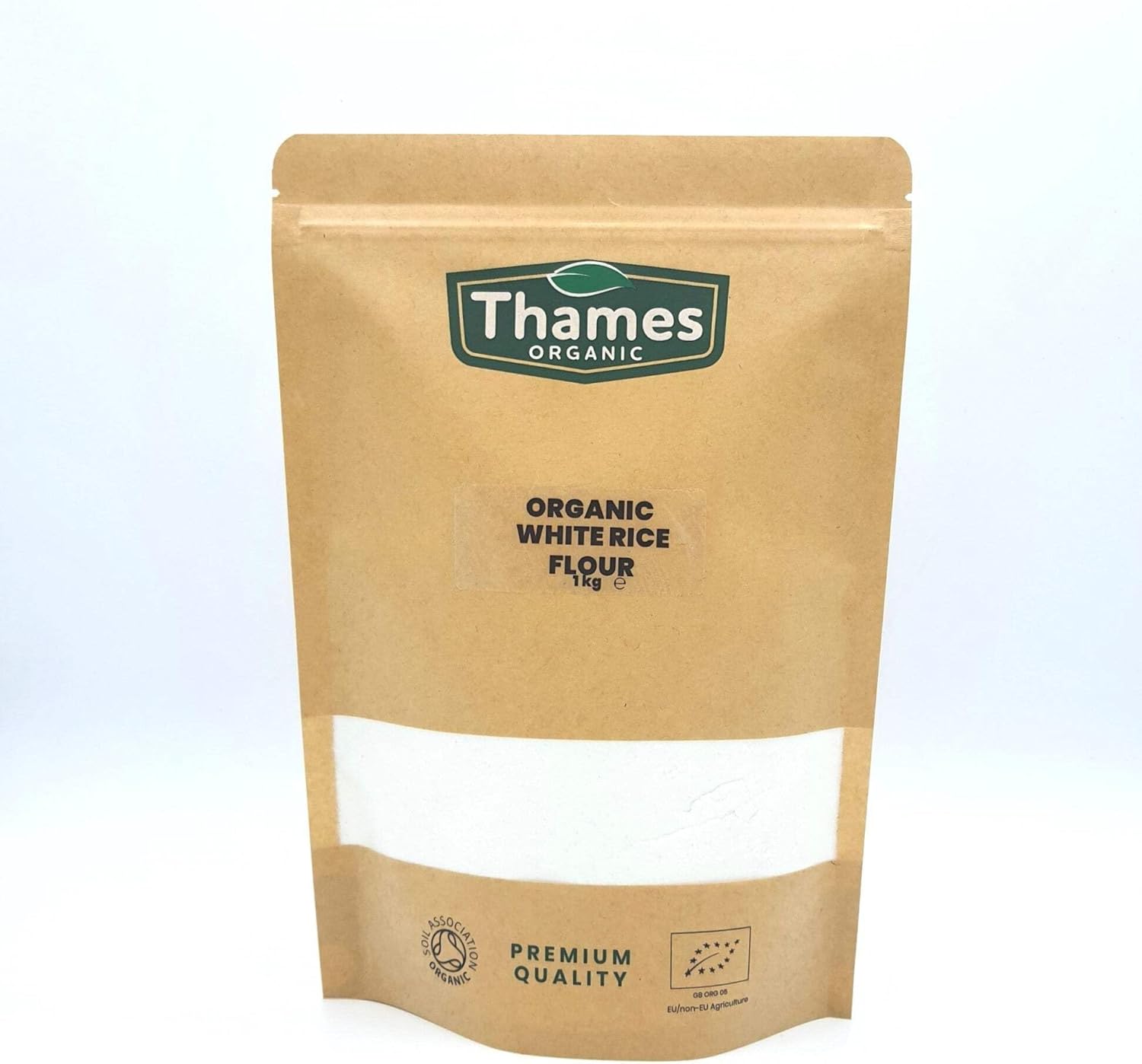 Organic White Rice Flour-Certified Organic, Non-GMO, Vegan, No Additives, No Preservatives, Resealable Bag by Thames Organic 1kg
