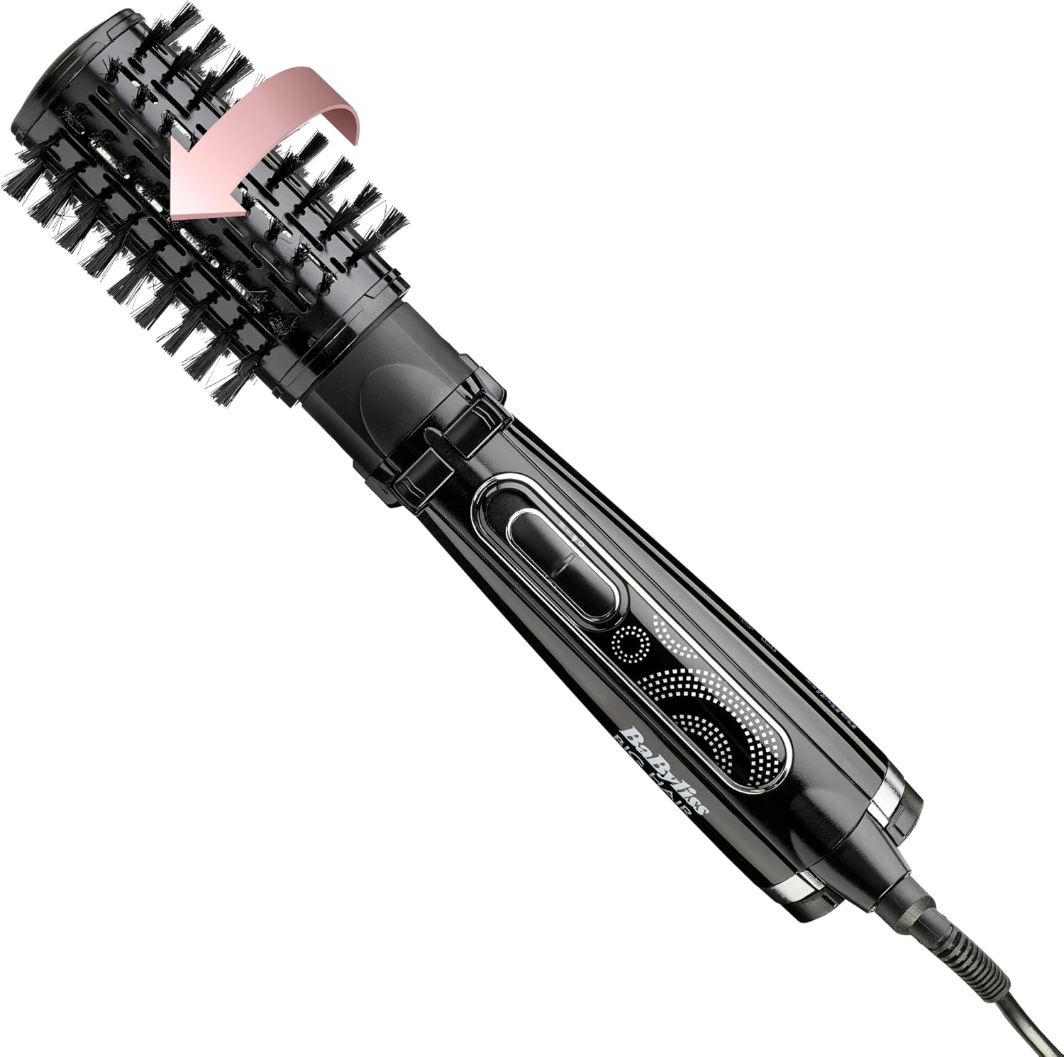 BaByliss Big Hair Rotating Hair Dryer Brush - Dry and Style in One Step, 2 Speeds & Alternating Directions, Ionic Frizz-Control, 50mm Barrel, Black, 2885U