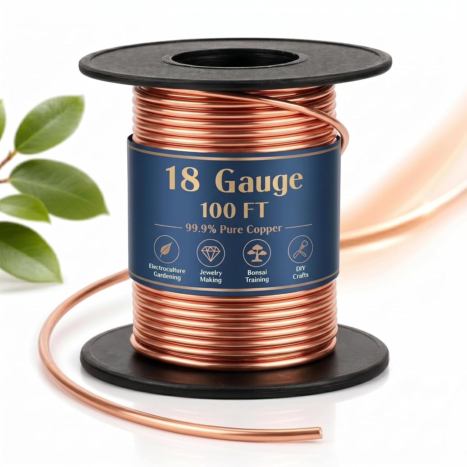 Therwen 100ft 18 Gauge Copper Wire for Jewelry Making, Gardening