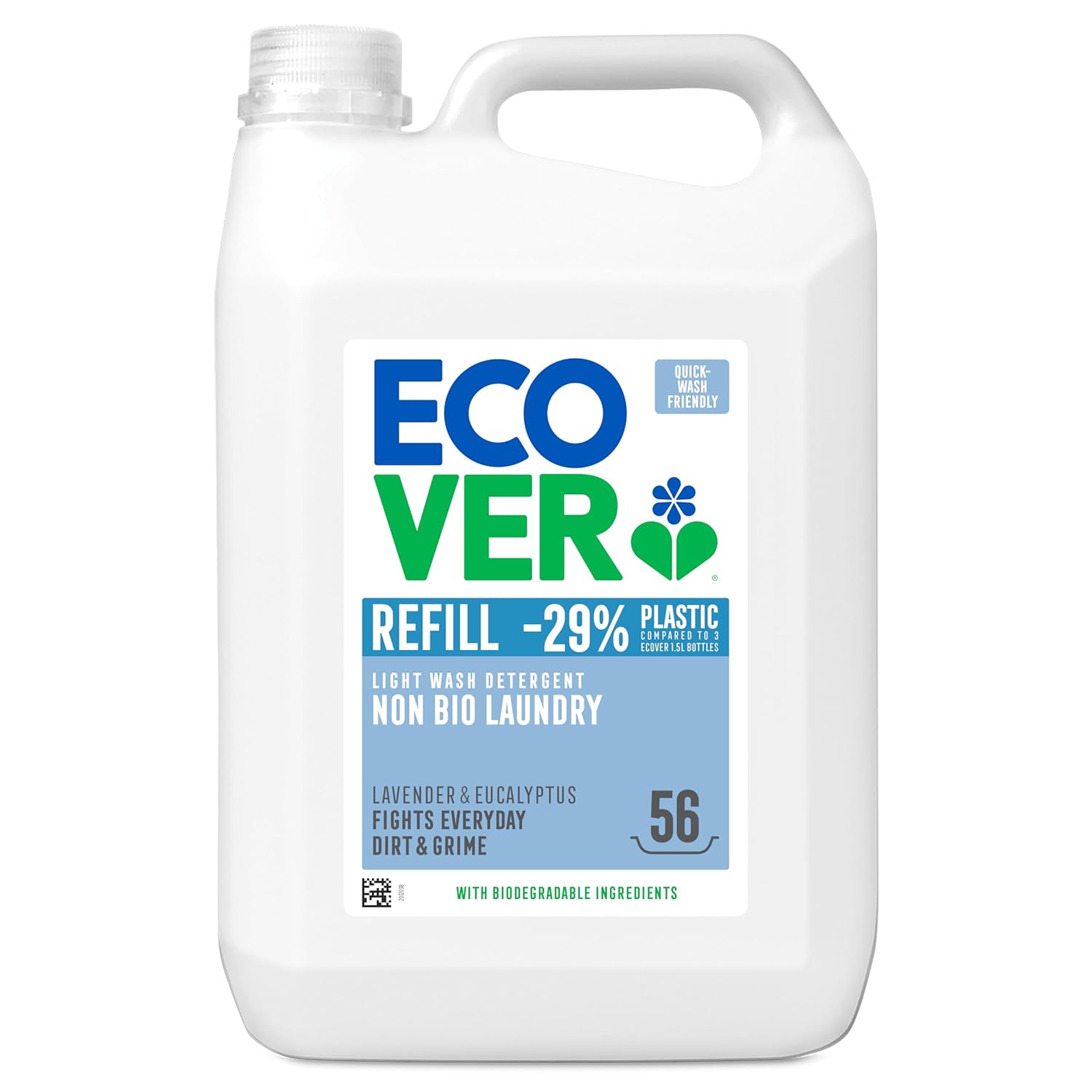 Ecover Non Bio based Laundry Washing Liquid, Lavender & Eucalyptus, 56 Washes, 5L