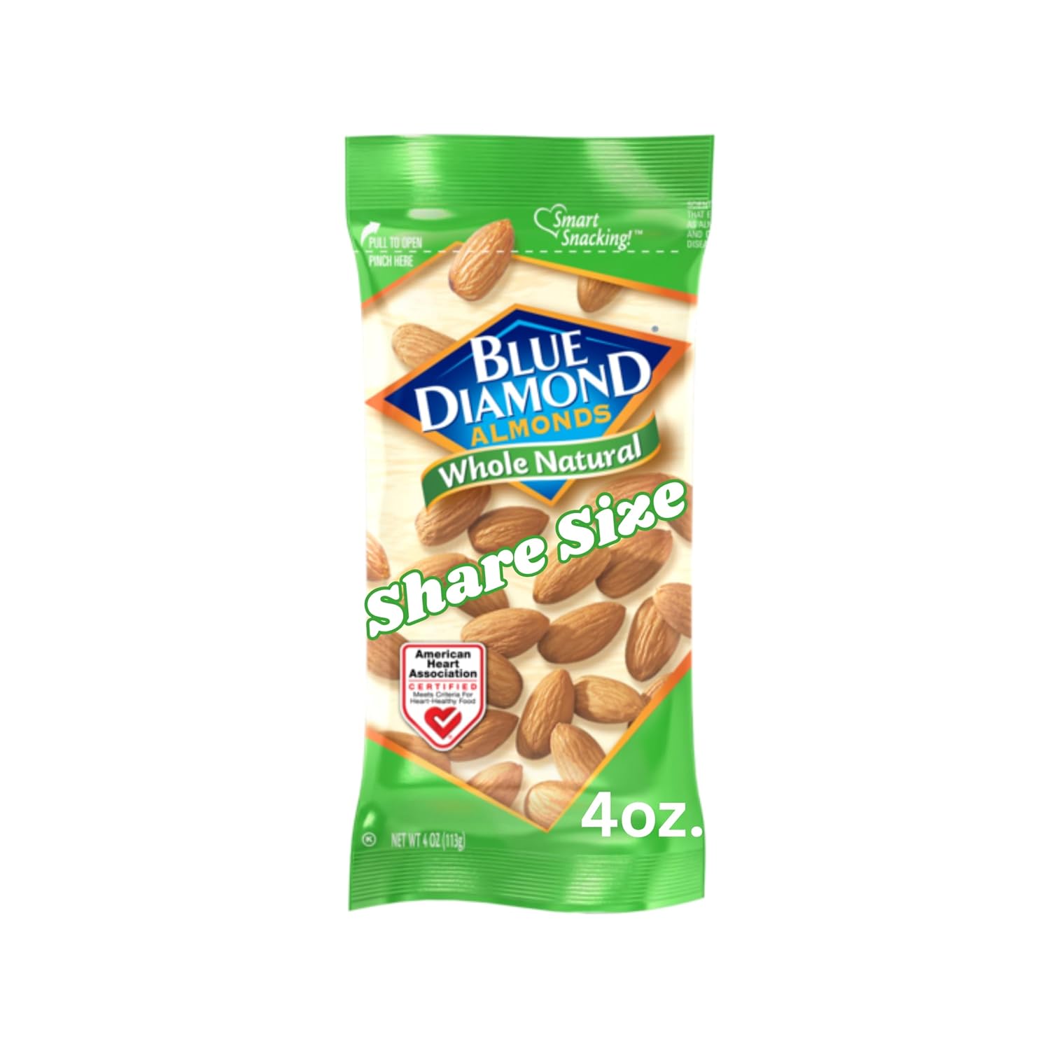 Blue Diamond Almonds, Raw Whole Natural, 4 Ounce (Pack of 12)