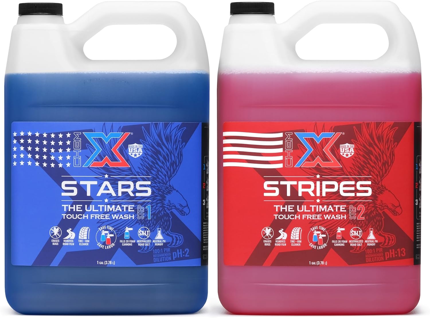 Chem-X Stars and Stripes Ultimate Touch Free Foaming Vehicle Wash (1 Gallon of Each)