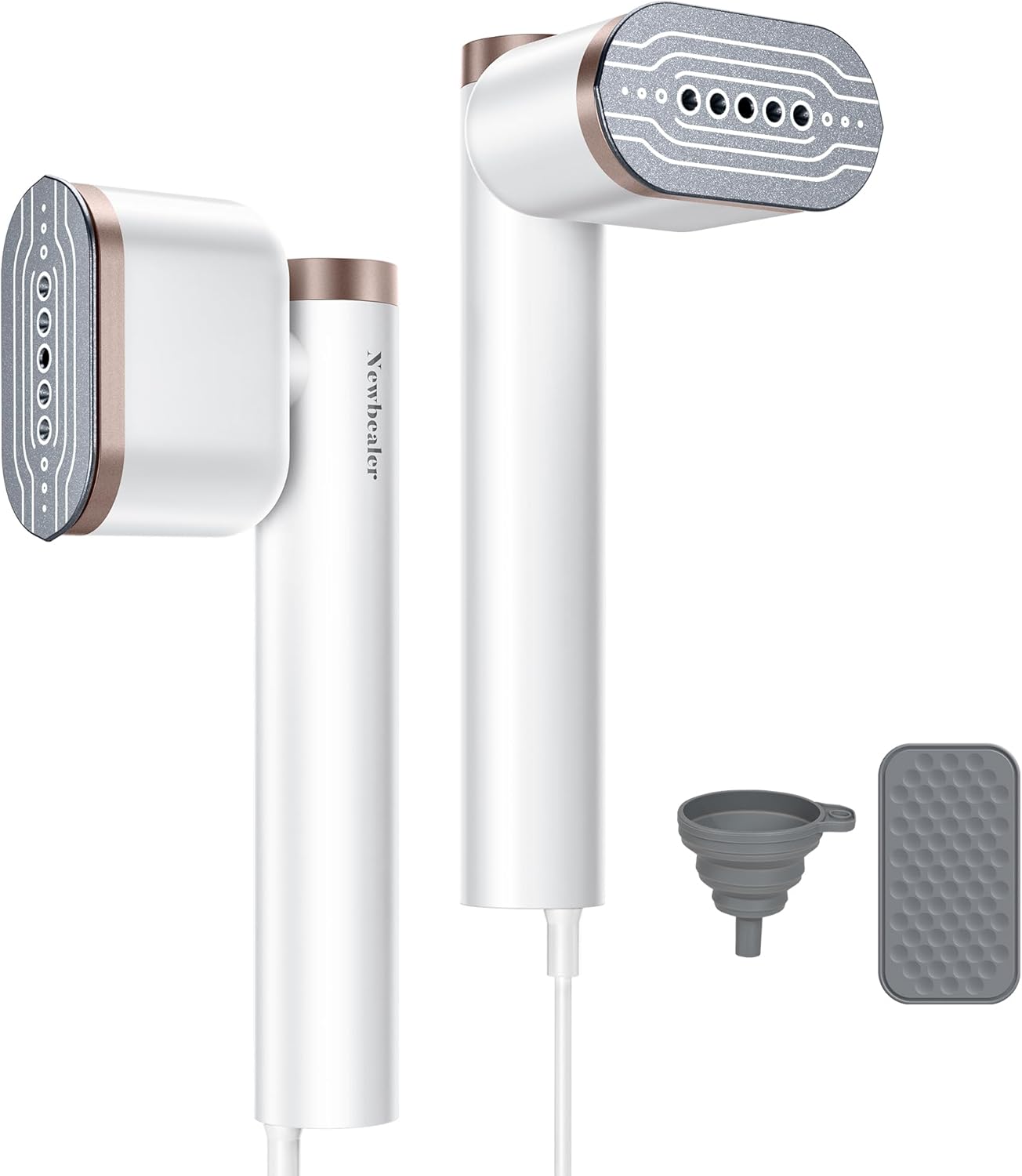 Newbealer Steamer for Clothes, 1200W Portable Steam Iron, 2 Steam Levels, Horizontal and Vertical Steaming, Dry Ironing, 15s Heat Up, Rotatable, 302°F Garment Wrinkle Remover (120V Only)