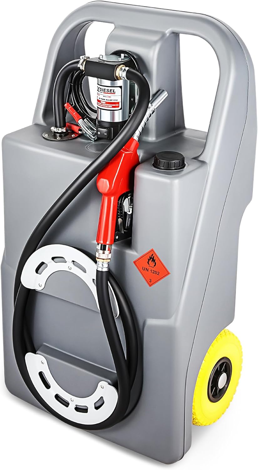 DNA MOTORING Portable Fuel Tank Caddy 26 Gallon 100L 12V Diesel Transfer Unit for Cars Trucks Lawn Mowers ATVs Boats,Grey,TOOLS-00303