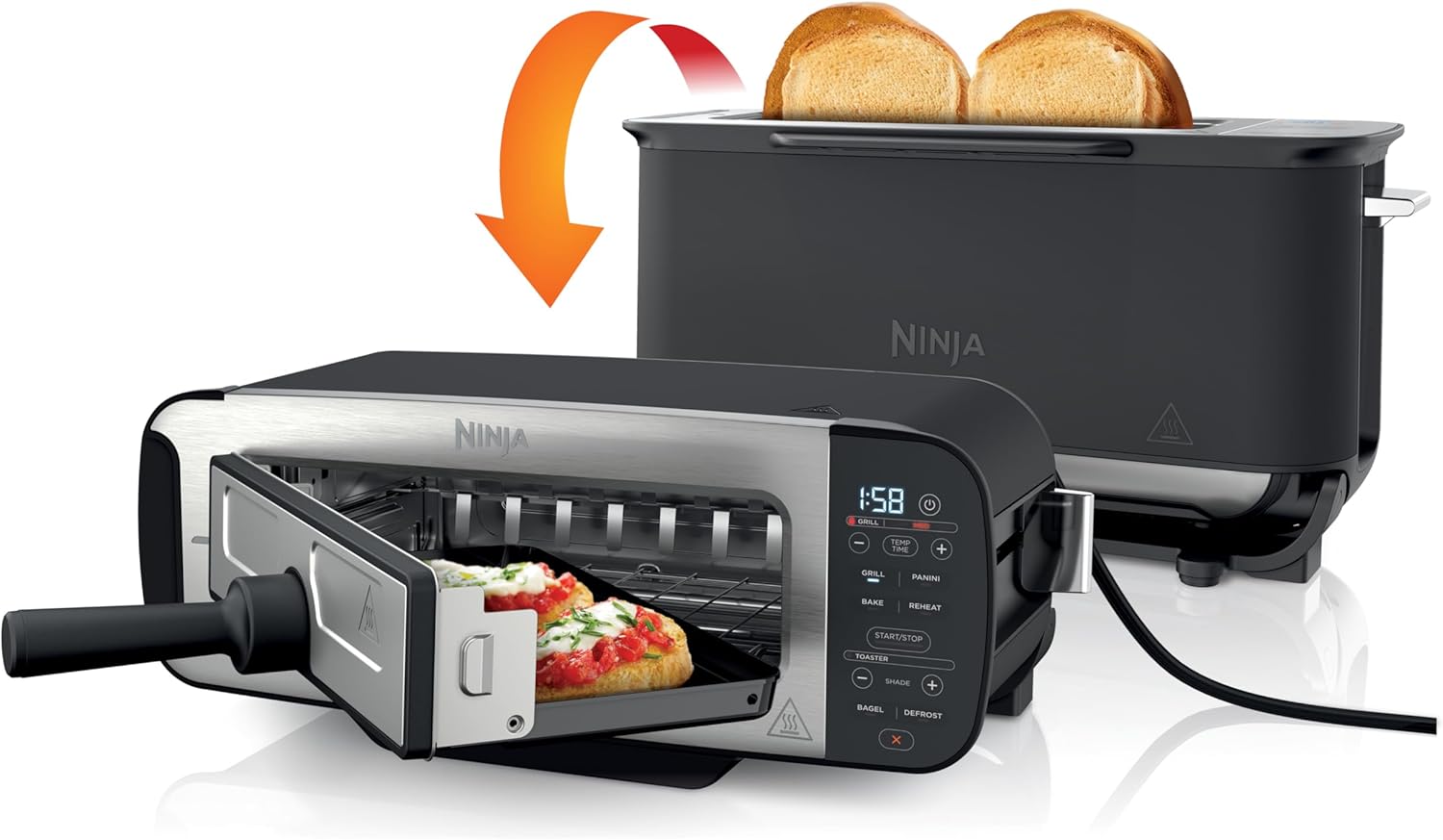 Ninja Foodi 3-in-1 Toaster, Grill & Panini Press with Flip Design, 7 Cooking Functions, 7 Toast Shades, Includes Panini Press, Bake Tray and Crumb Tray, Black ST200UK