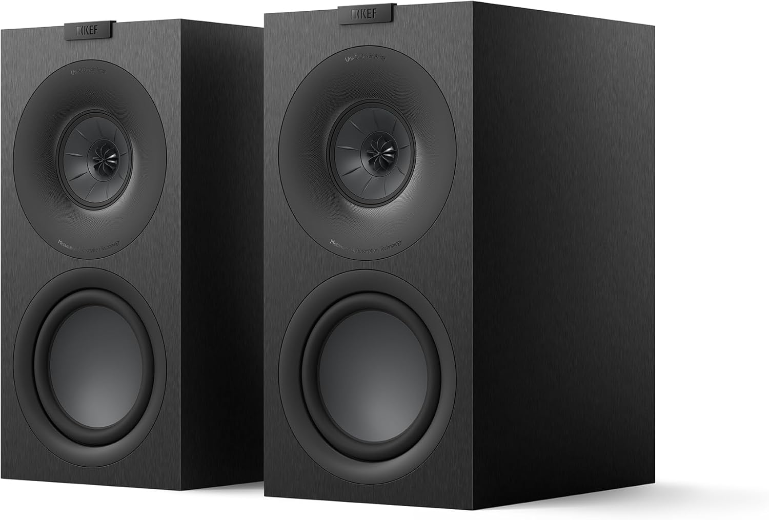 KEF Q Concerto Meta Passive Bookshelf HiFi Speakers, Satin Black | Music | TV & Home Cinema | Gaming | 3-way Bass Reflex | 4" Uni-Q Driver with MAT | 6.5" LF Driver