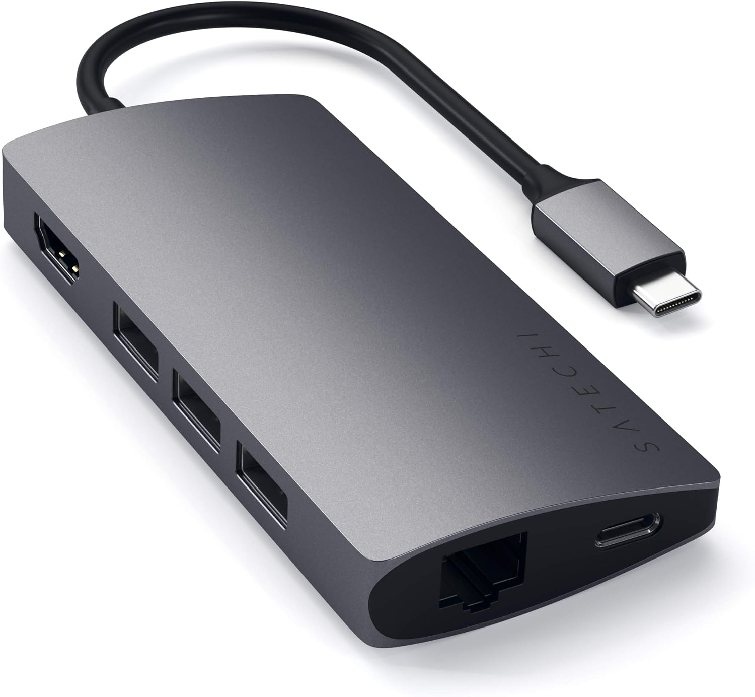 Satechi USB C Hub Multiport Adapter V2, USB C Docking Station with 4K HDMI, 60W USB C PD Charging, 3 USB-A, Ethernet, Micro/SD Card Readers, for MacBook Pro/Air M1 M2 M3, Windows - Space Gray