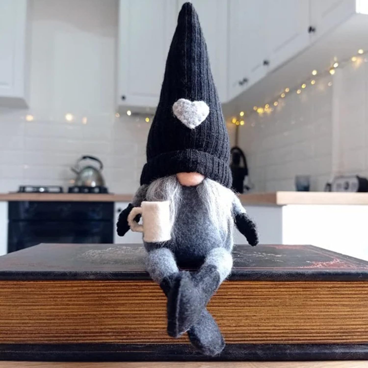 Blaward 1 Pcs Coffee Gonk Gnomes Plush,Handmade Swedish Tomte Gnomes Gifts Farmhouse Coffee Gnomes Scandinavian Figurine Dolls for Home Kitchen Coffee Table Shelf Decor