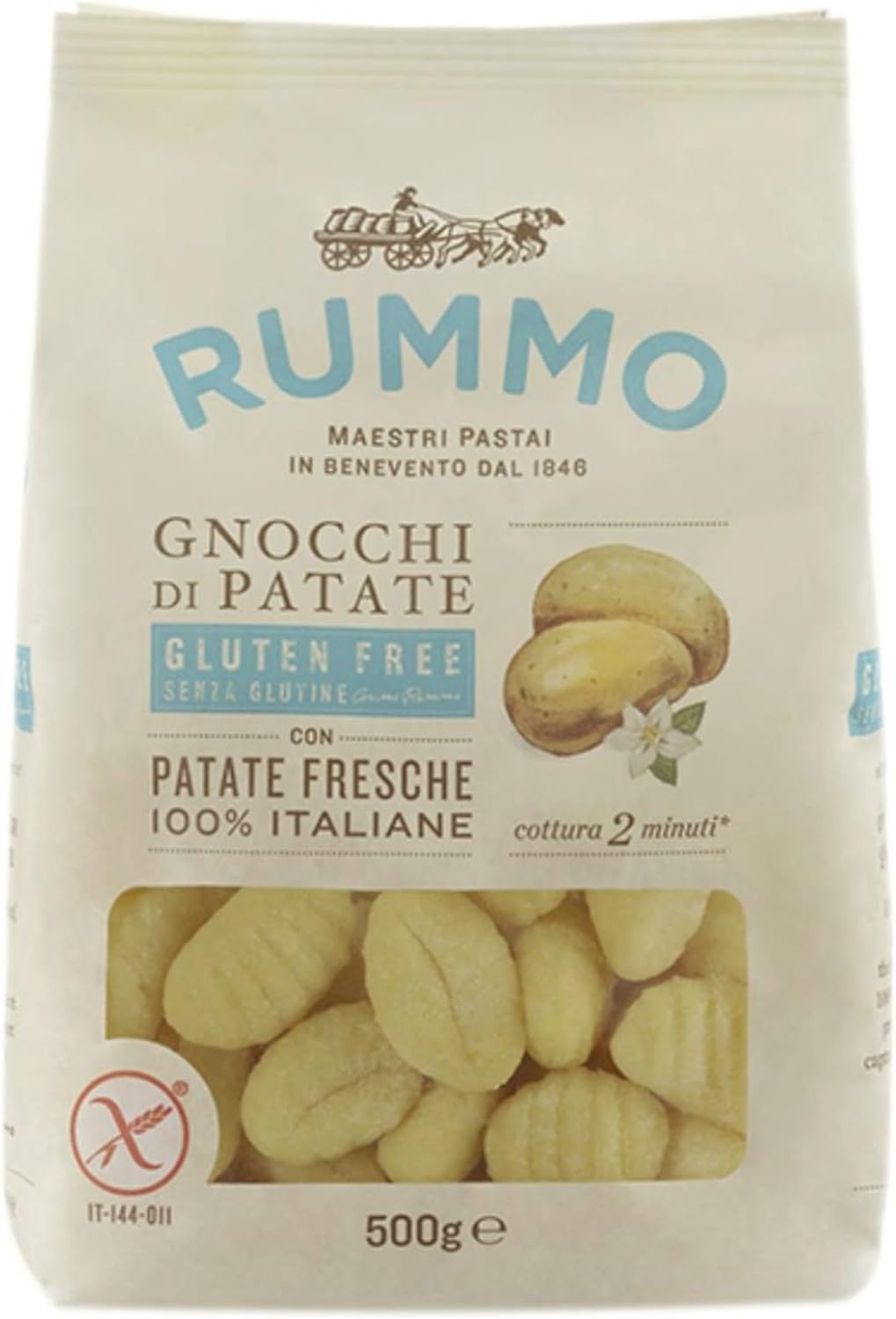 Rummo Gnocchi, Gluten Free Pasta No.117 - Authentic Italian Potato Pillows, Delicately Crafted for a Divine Texture, 500 g (Pack of 1)