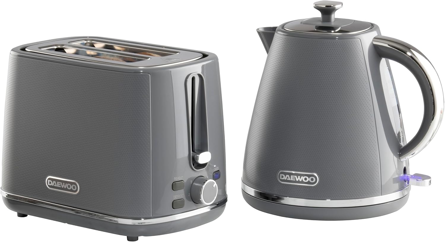 Daewoo Stirling, Pyramid Kettle & Toaster Set, Grey