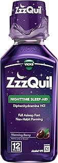 ZzzQuil, Sleep Aid, Nighttime Sleep Aid Liquid, 50 mg Diphenhydramine HCl, Fall Asleep Fast, Non-Habit Forming, Warming Berry Flavor, 12 FL OZ