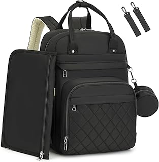 Diaper Bag Backpack, Baby Bag for Mom Dad, 4-in-1 Multi-pocket Large Capacity Waterproof Diaper Backpack with Changing Pad & Stroller Straps & Pacifier Case