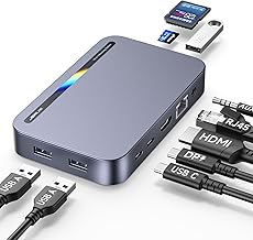 JSAUX Laptop USB C Docking Station, 10 in 1 USB C Hub with 4K@60hz HDMI, 100W PD, USB A&C 3.0, 1000Mbps Ethernet, SD/TF, Audio for HP/MacBook/Dell/Lenovo etc