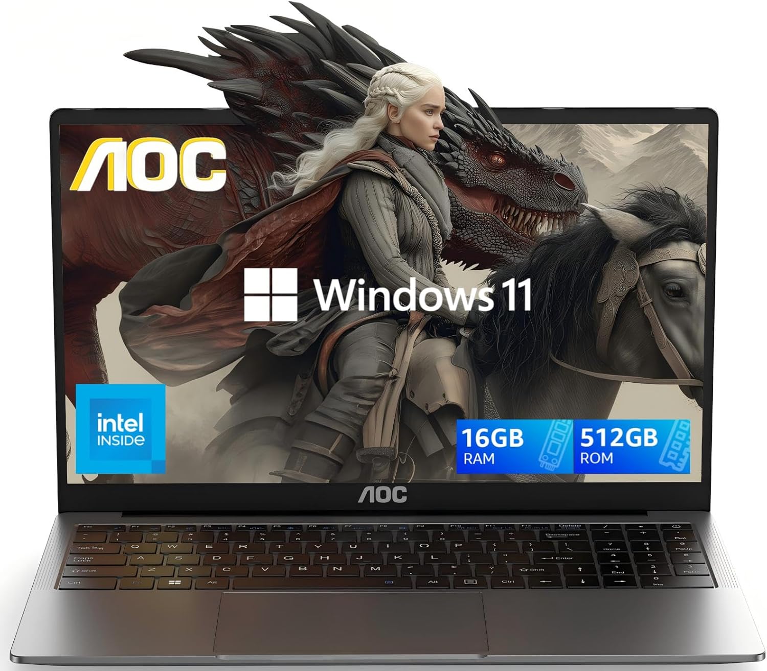 AOC 2025 AX15 Laptop Computer, 15.6-inch FHD Screen, Work Laptops with N97 Processor(Up to 3.6GHz) 16GB RAM, 512GB SSD, Windows 11 Laptop Computer, Light&Thin, Metal Shell, Webcam, Type-C, USB3.2