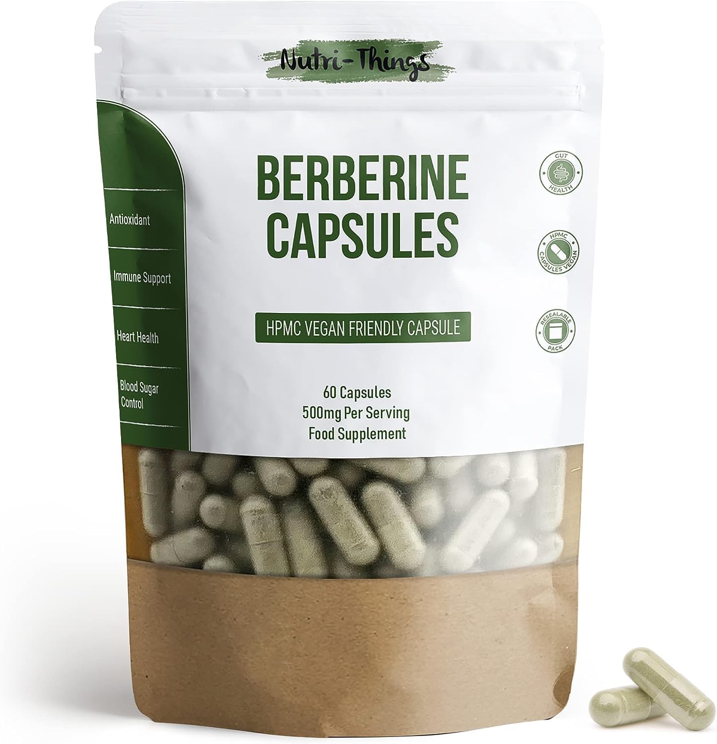 Berberine 500mg Supplement - Optimal Wellness Support, Super Antioxidant for Immunity, Monthly Supply for Daily Wellness, Immune System & Gut Health Boost, Blood Sugar & Cholesterol Control