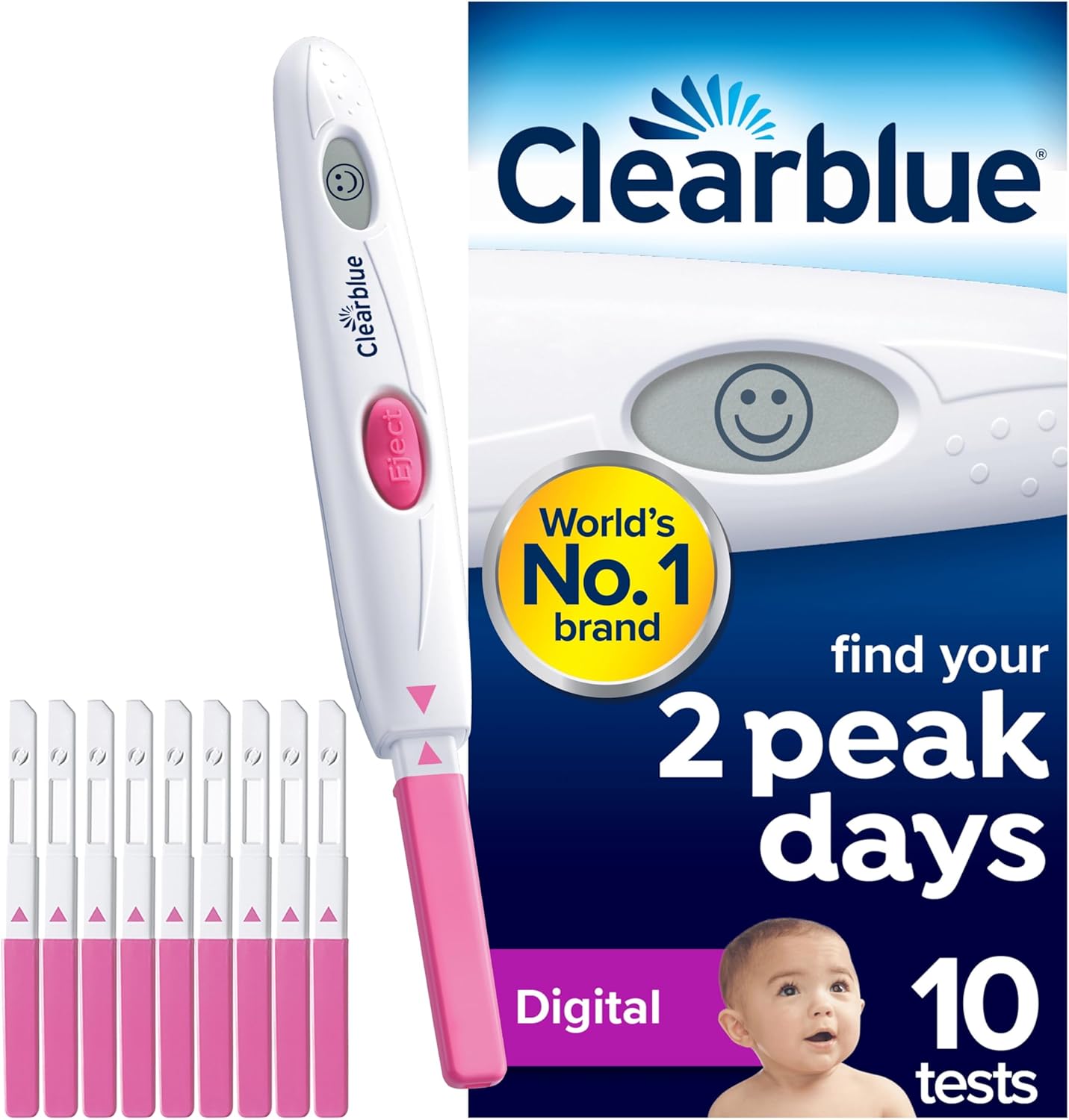 Clearblue Digital Ovulation Tests (OPK), Easy At Home Ovulation Test, 1 Digital Holder And 10 Tests, Proven To Increase The Chances Of Getting Pregnant Naturally, Packaging May Vary