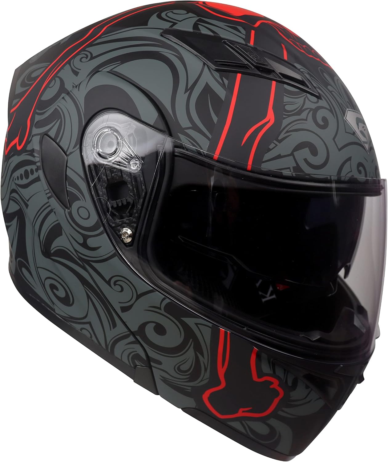 KYPARA Motorcycle Dual Visor Flip up Modular Full Face Helmet with DOT Certification of Impressionism